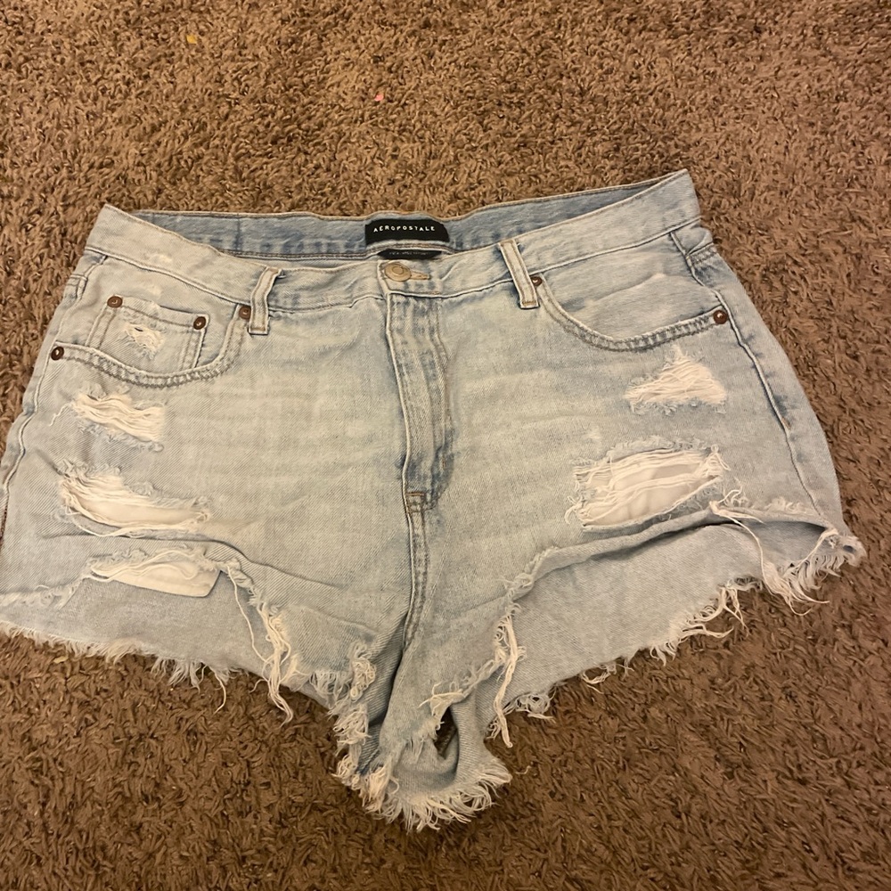 Aeropostale Light Blue Distressed Jean Shorts